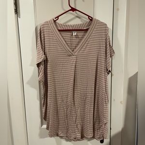 Gently used Old Navy Tan and White striped shirt sleeve shirt size xxl
